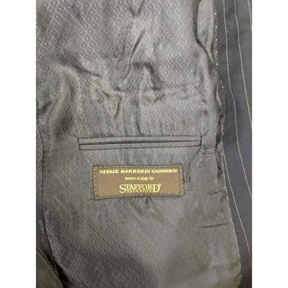 STAFFORD EXECUTIVE - MEN'S BLUE PINSTRIPE BLAZER JACKET SPORT COAT - SIZE 40R - Picture 9 of 12